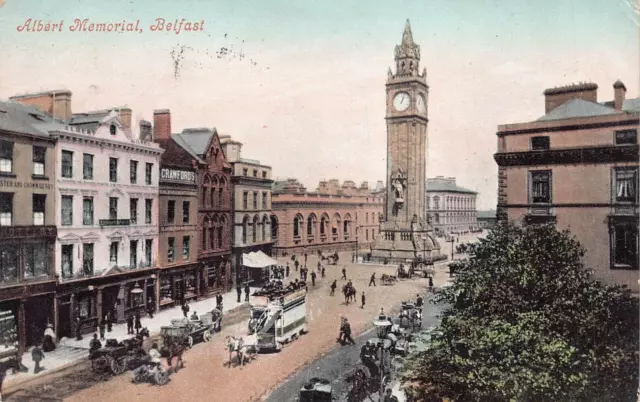 Postcard - Albert Memorial Clock - High Street - Belfast - Northern Ireland 1905