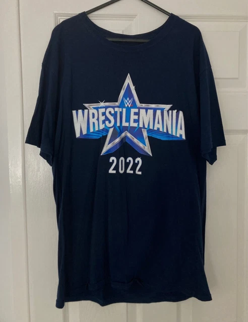WWE Wrestlemania 38 Dallas 2022 Large Navy Blue Shirt wrestling wwf aew wcw ecw