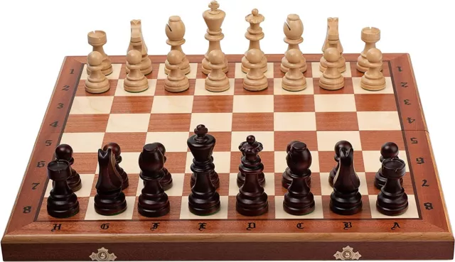 TOURNAMENT No.7 Wooden Chess Set Staunton Pieces Inlaid Board Mahogany Sycamore