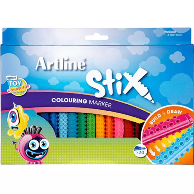 NEW Artline Stix Sticks Colouring Markers Pens Pack 20