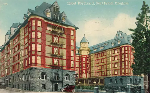 Vintage c1920s Carte , Hôtel Portland, Portland, Oregon, États-unis WA5