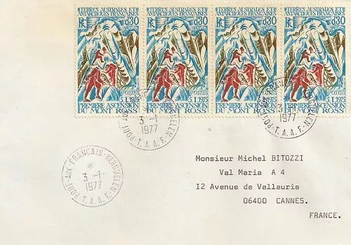 Carta T. A. A. F Kerguelen Para Postal-Cannes 1977