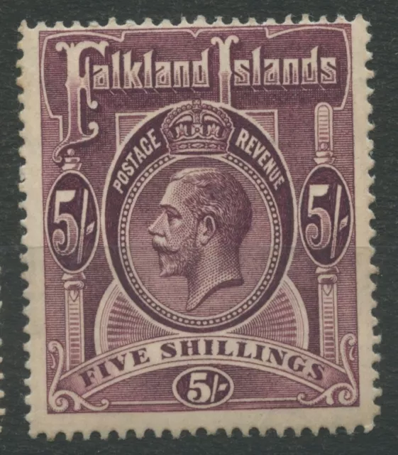 Falkland SG67b 1916 5s maroon (brown under UV light) Mounted Mint