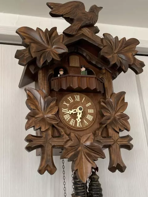 Antique German Cuckoo Clock With Music Box Work Height 13.4in 3