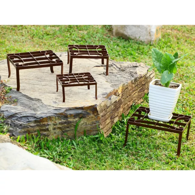 Cast Iron Traditional Garden Décor Square Nested Plant Stands Set Of 4