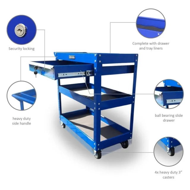 150 Us Pro Tools Tool Cart Trolley Workstaion Box Blue 2