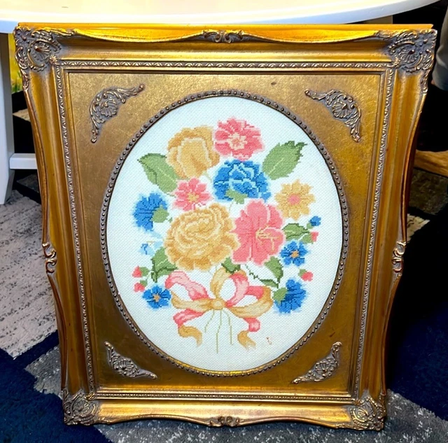 19” VINTAGE ROCOCO Victorian Style Wall Art Ornate Gold Gilt Florentine ...