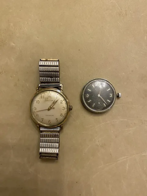 2 Vintage Men's Bulova Watches, 1959 Movement Runs & 1962 Automatic 4 Repair