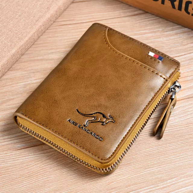 Mens RFID Blocking Leather Wallet Credit Card ID Holder Zipper Purse Waterproof 4