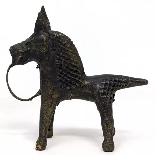 Antique Tribal Bastar Dhokra Lost Wax Bronze Cast Horse Animal Figurine HR21