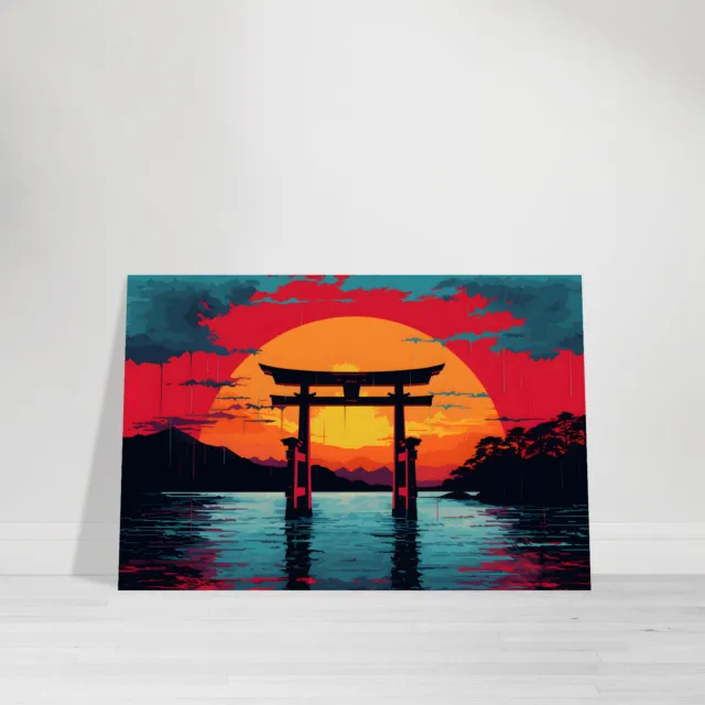 Acrylglasbild Leinwand Japanischer Torii Pop Art Wandbild Japan Bunt Landschaft