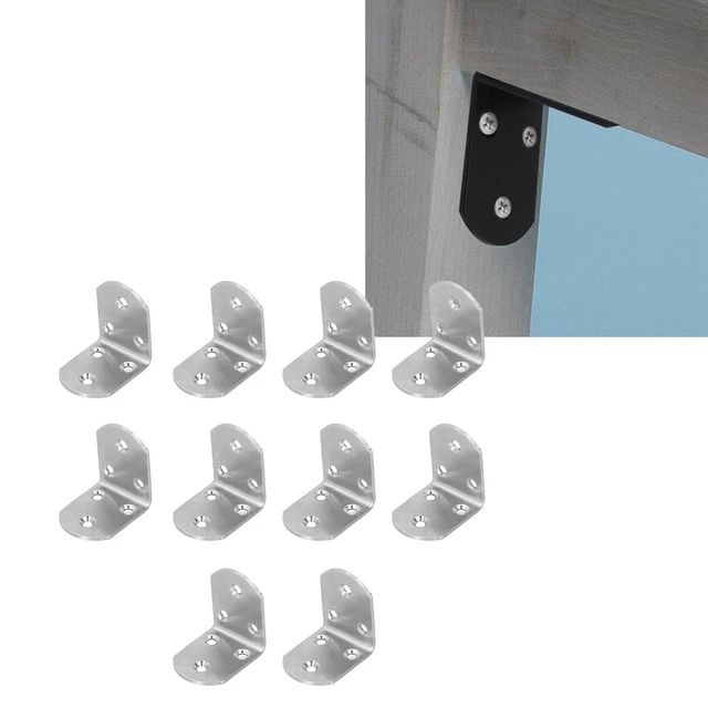 10 X Stainless Steel Corner Brace Joint Right Angle Bracket Cabinet Connector