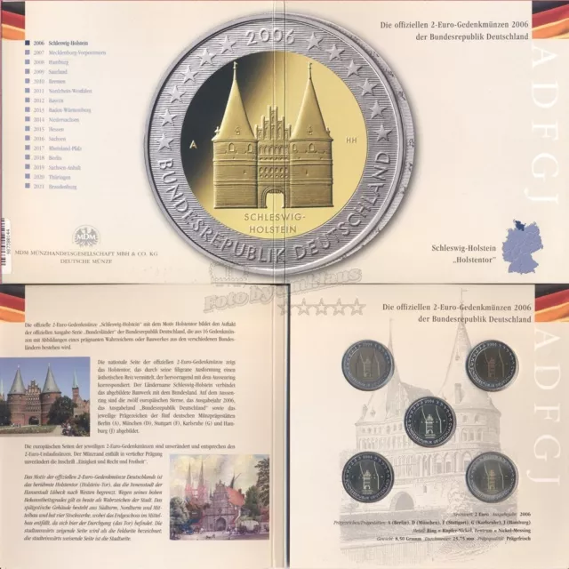 2006 Schleswig Holstein-Holstentor Lübeck, MDM-5x2€ Blister, A-J