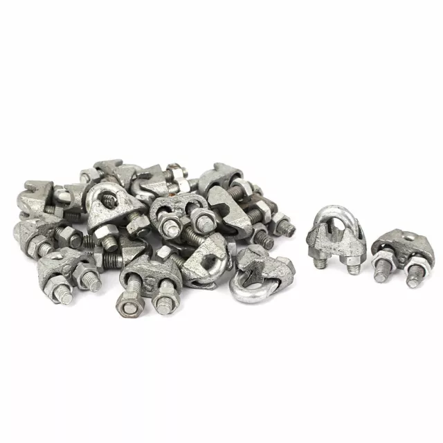 Metal Wire Rope U-Shape Bolt Clamp Cable Clip 5mm Thread Dia Silver Tone 20pcs