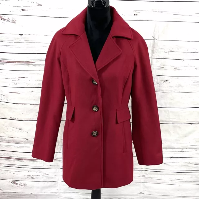 Calvin Klein Jacket Women’s 8 Red Pea Coat Long Sleeves EUC