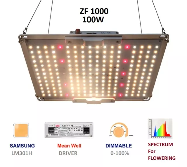 [LOT X2] ZF1000 - SAMSUNG LM301H - 100W x2 - MEANWELL - GROW LED - DIMMER