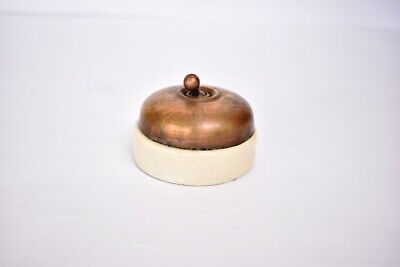 Vintage English Light Switch Electric Brass Ceramic British Made Vitreous Old"F1 2