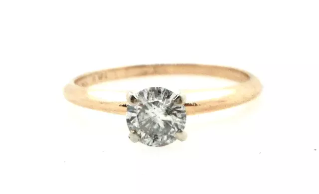 14K Yellow Gold .38Ctw Round Diamond Solitaire Engagement Ring