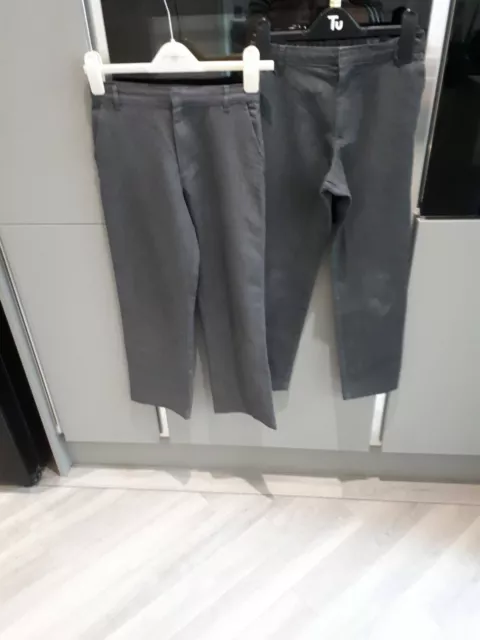 Boy's school Grey trousers x 2 age 7 from NEXT & M&S in good condition