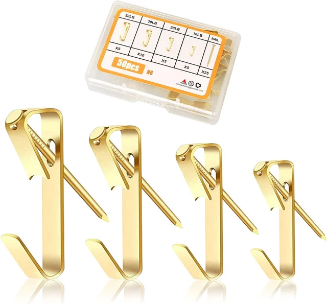 Hooks for Hanging Pictures with Nails -  50Pcs Picture Hanging Kit, Wall Hooks f