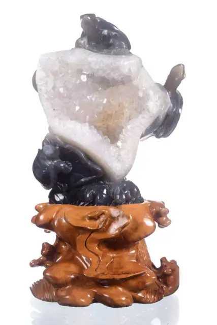 7.8" Natural Geode Agate Turtle Carving Mascot Reiki Decor Gift# AX49