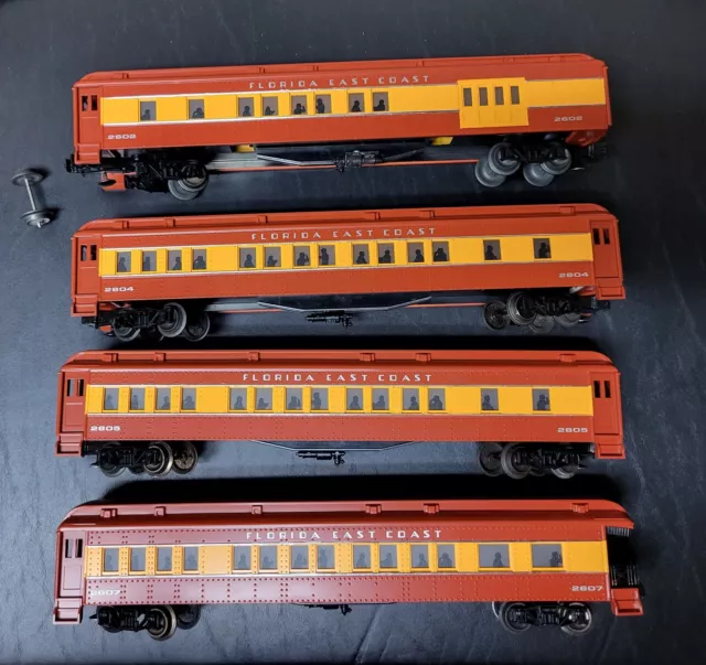 Lot Of 4 Florida East Coast Passenger Cars O Gauge Used Good 2602/2604/2605/2607