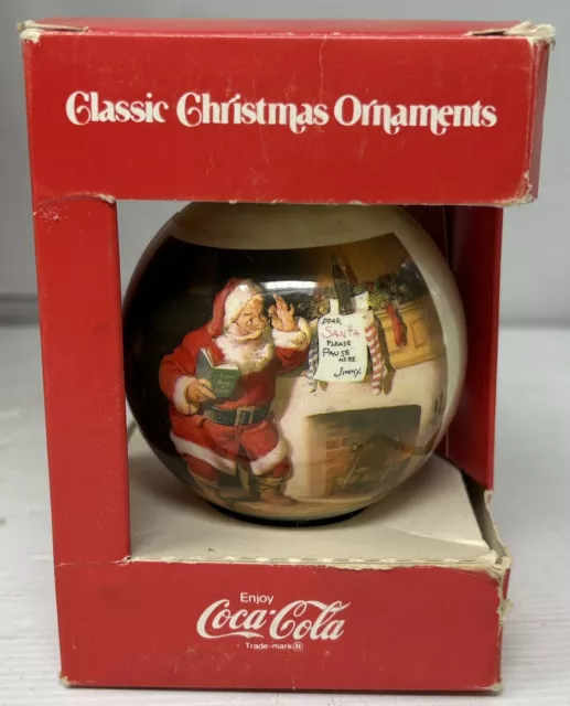 Vintage Coca-Cola Classic Christmas Santa Ornament 1960s - Corning Glass QBJ&X-Z