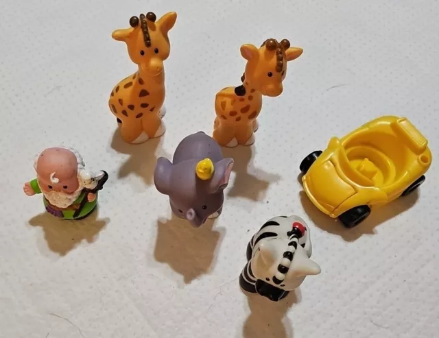 Mixed Lot of 6 Mattel Fisher Price Little People Figures Noah Animals Car