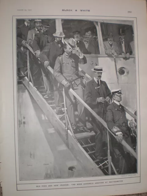 South Africa Boer Generals arriving Southampton Cyril Cuneo 1902 old print