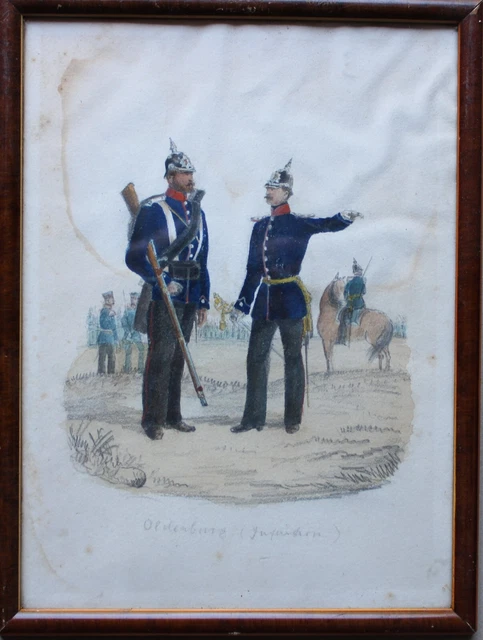 Aquarellist um 1860 - Oldenburger Infanteristen