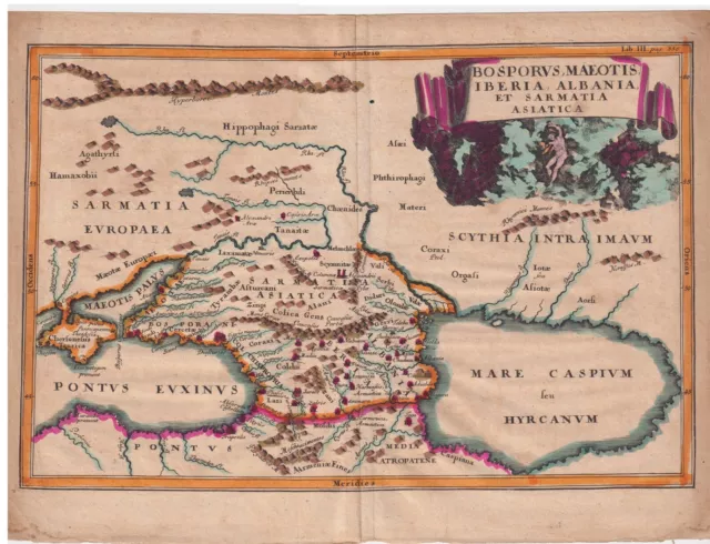 1701, Bosforo, Albania, Sarmatia, incisione su rame, dal Cellario Cellarius