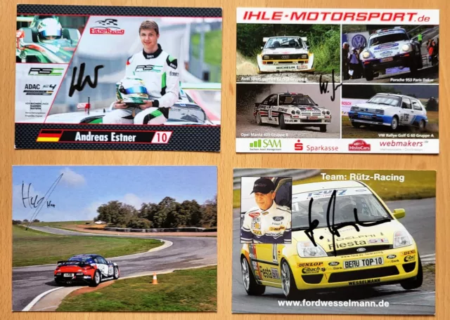 Konvolut 4 originalsignierte verschiedene Motorsport Autogrammkarten Autographs