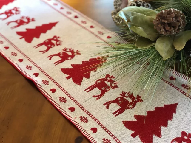 Christmas Table Runner, Reindeer Table Runner, Swiss Chalet Table Runner