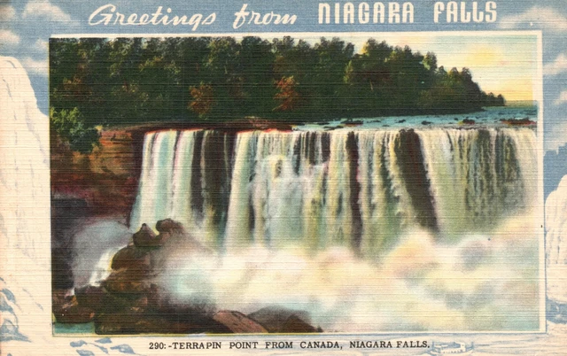 Vintage Postcard 1952 Greetings Niagara Falls Terrapin Point From Canada CAN