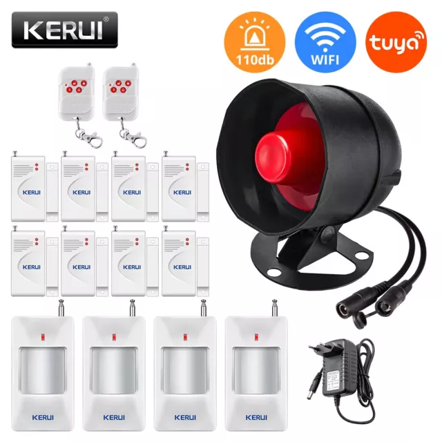 KERUI Wifi Tuya Wireless Alarm System Smart Home Security 110dB Live Siren Horn