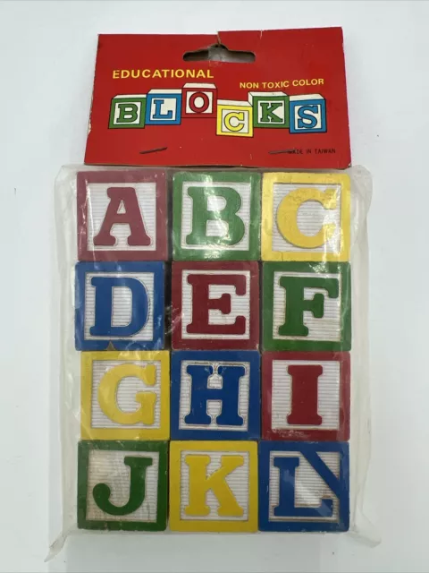 Vintage Wooden Educational Blocks 12 Blocks per Package- New and sealed