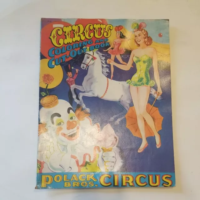 Vintage Saalfield Polack Bros Circus Children's Coloring Cut-Out Book 1952 14"