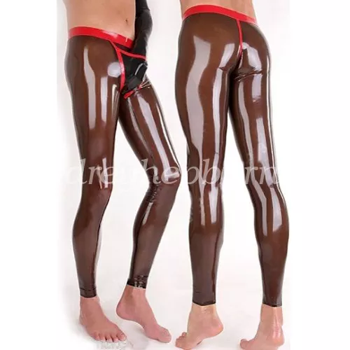 Hot!Latex Gummi Leggings Mit Penishülle Rubber Pants Gummihose XXS-XXL