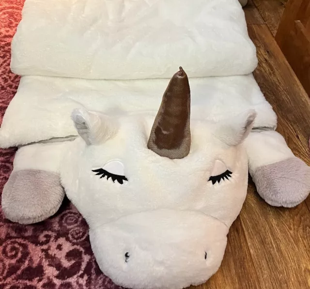 Unicorn Plush Sleeping Bag Frolics Kids Collection 26” X 52” White