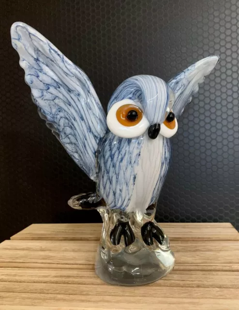 Glasfigur Eule Uhu Vogel Skulptur Dekofigur Glaskunst Kristallglas Tierfigur Neu