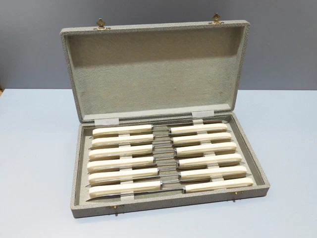 Coffret De 12 Couteaux Anciens La Trompette - Inox - Service De Table Vintage