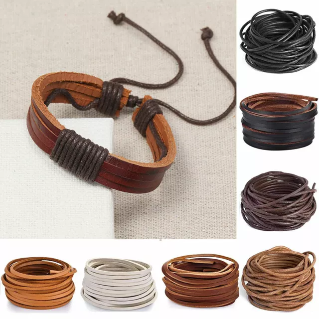 Brown Black Flat Real Genuine Leather Cord String Lace Thong Jewellery Making AU 2