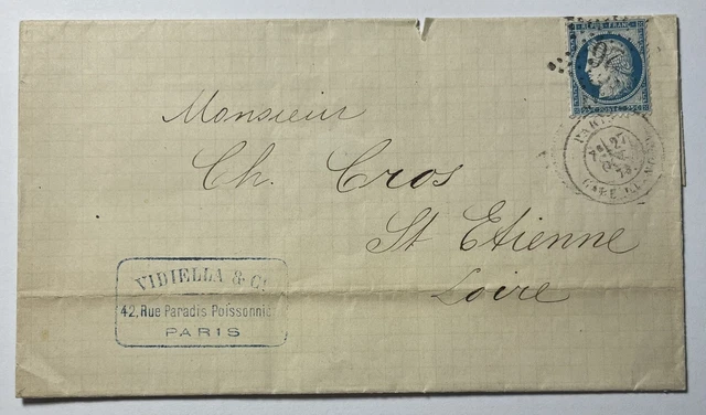 LETTRE FRANCE 1872 cacher étoile de Paris N°7 EUR 2,50 - FR LETTRE FRANCE 1872 cacher étoile de Paris N°7 EUR 2,50 - FR