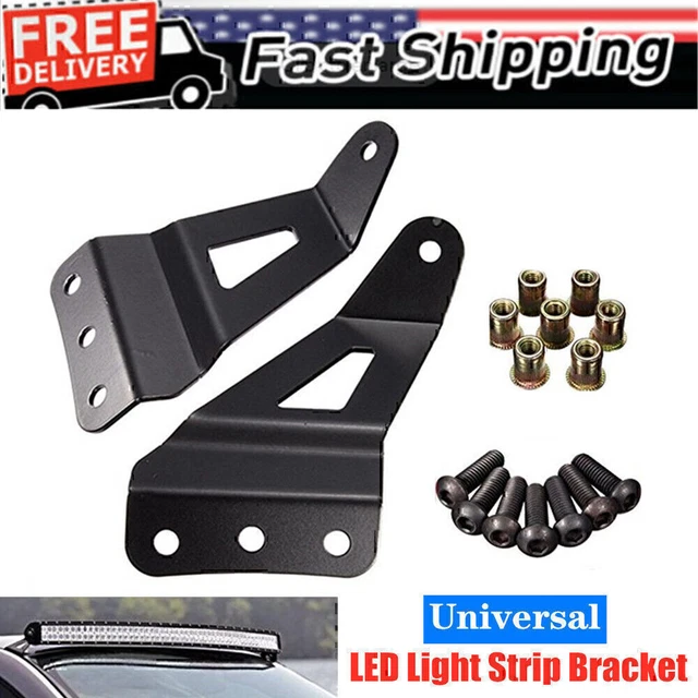 2PCS Universal Off-road Car Windshield Roof LED Light Strip Bar Mounting Bracket