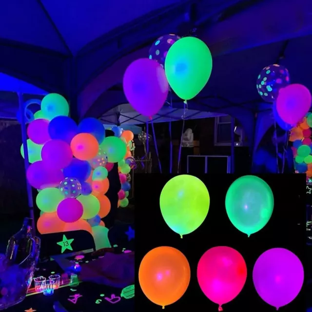 100Pcs/Set UV Neon Glow Latex Balloons 15.75inch Party Supplies Happy Birthday