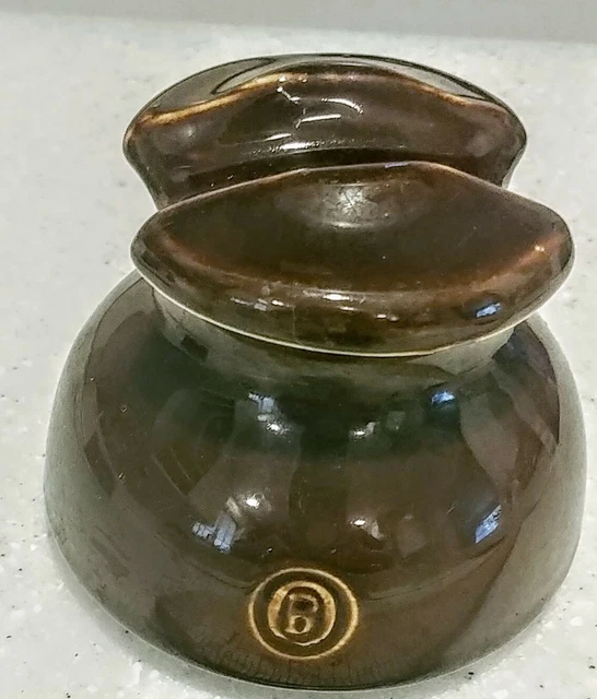Vintage Brown Ceramic Insulator Mushroom Shape Electricity Marked Collectible