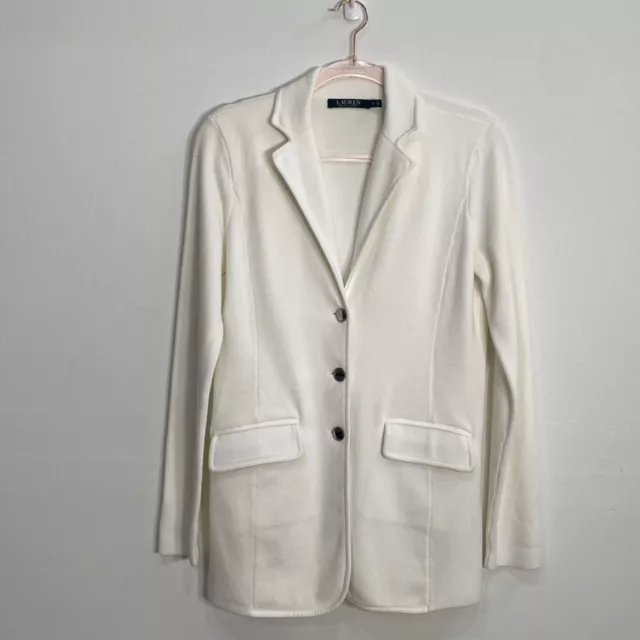 Lauren Ralph Lauren Knit Blazer Cotton Blend Women's Small White