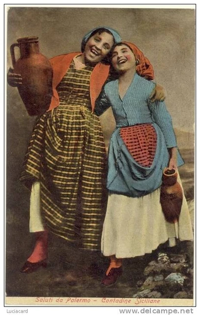 Palermo -Costumi -Contadine Siciliane Cartolina