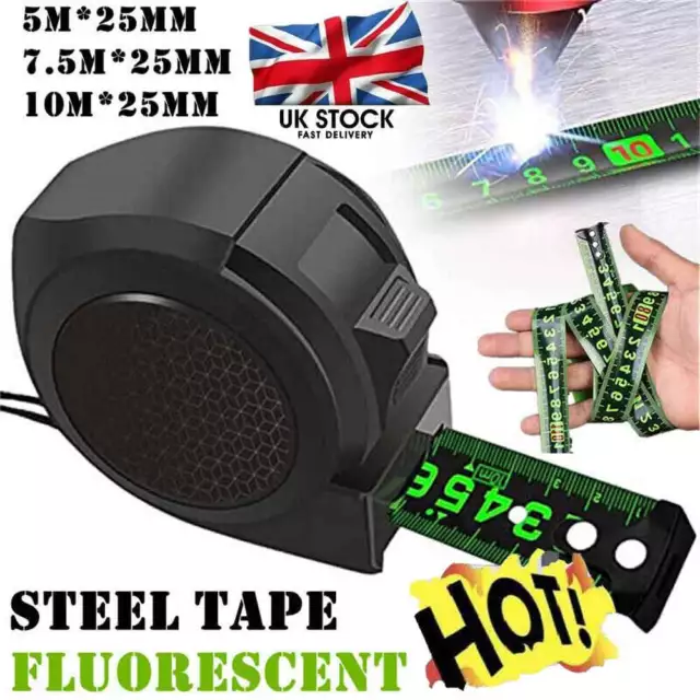 Fluorescent Steel Tape Measure 5/7.5/10m Easy To Read,2023 UK