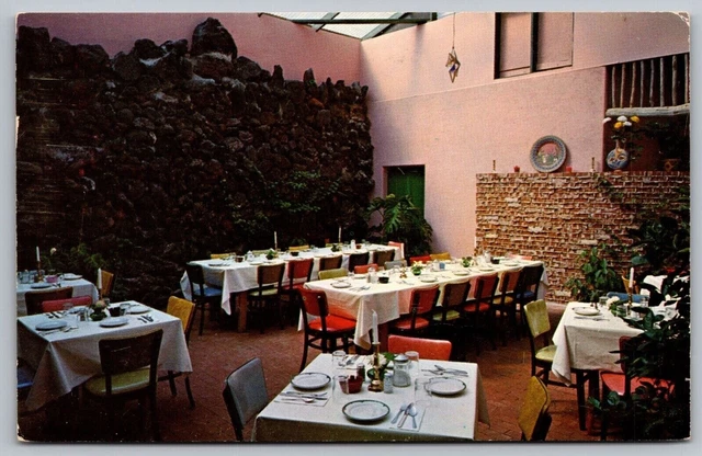 Patio At La Posta Mesilla NM New Mexico Postcard PM Las Cruces NM Cancel WOB